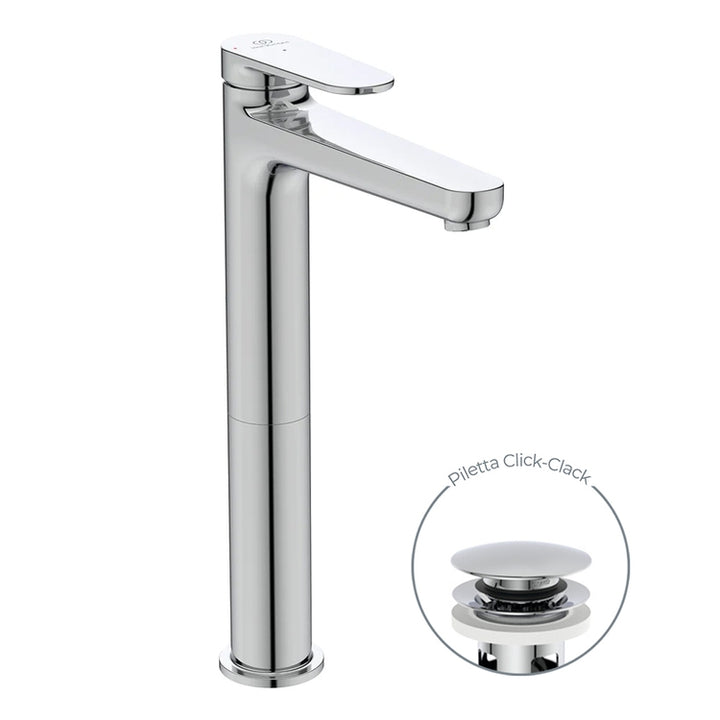 Ideal Standard Einhebelmischer H. 29 cm für Waschbecken, Ablauf Click-Clack, mit BlueStart-System, Chrom-Finish CERAFINE O BD966AA