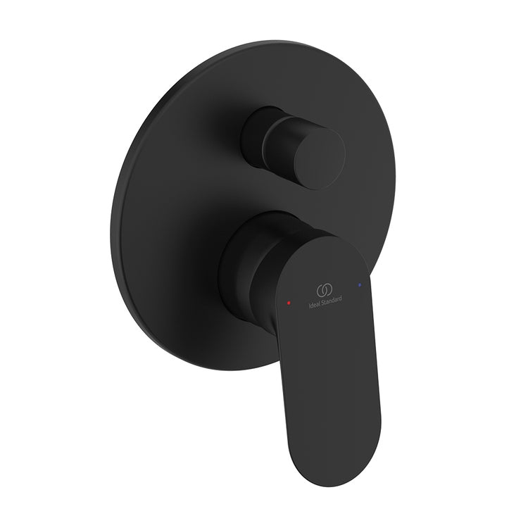 Ideal Standard Einbau-Wannen- oder Duschmischer, 2-Wege, mit Einbaukörper und Umschalter, Farbe Schwarz matt CERALIFE O BE023XG