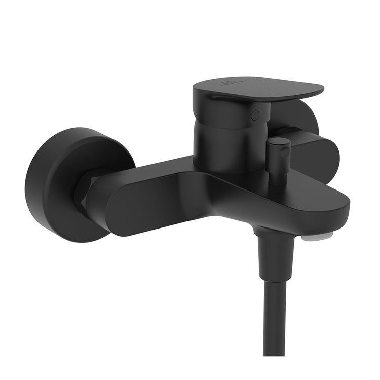 Ideal Standard Außenmischer für Badewanne oder Dusche, mit Brausekopf mit 1 Funktion, festem Halter und 150 cm flexiblem Schlauch, Farbe Schwarz, matte Ausführung CERALIFE O BE115XG