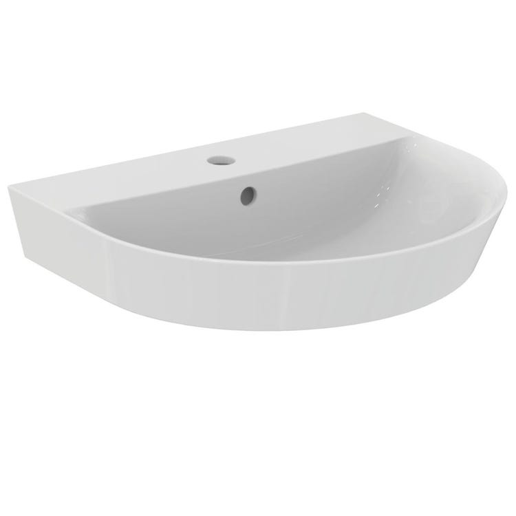 Ideal Standard Waschbecken Arc 55 cm Einloch, mit Überlauf, Weiß CONNECT AIR E137901