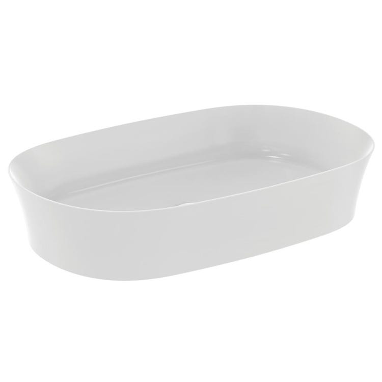 Ideal Standard Aufsatzwaschbecken 60 cm, ohne Überlauf, mit Ablaufgarnitur, Weiß matt IPALYSS E1396V1