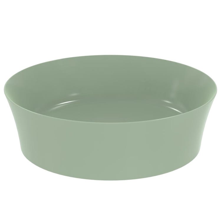 Ideal Standard Aufsatzwaschbecken 40 cm, ohne Überlauf, mit Ablaufgarnitur, Farbe Salbei, mattes Finish IPALYSS E1398X9
