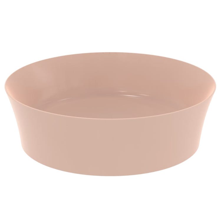 Ideal Standard Aufsatzwaschbecken 40 cm, ohne Überlauf, mit Ablaufgarnitur, Farbe blassrosa, mattes Finish IPALYSS E1398V7