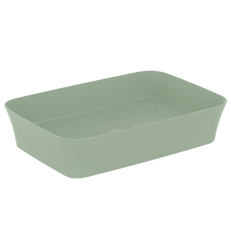 Ideal Standard Aufsatzwaschbecken 55 cm, ohne Überlauf, mit Ablaufgarnitur, Farbe Salbei, mattes Finish IPALYSS E2076X9