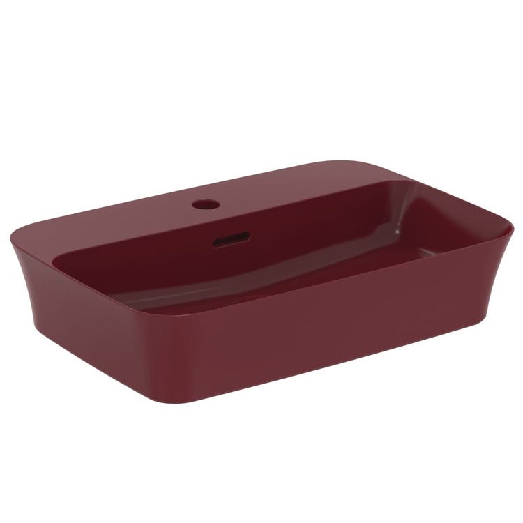 Ideal Standard Aufsatzwaschbecken 55 cm Einloch, mit Überlauf, Farbe Granatapfel, mattes Finish IPALYSS E2077V6