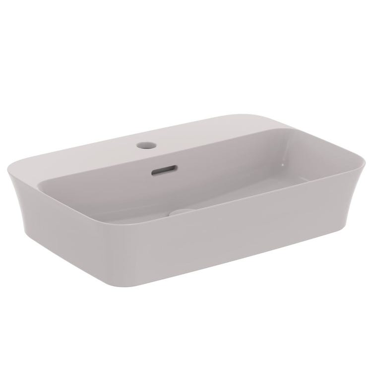 Ideal Standard Aufsatzwaschbecken 55 cm einloch, mit Überlauf, Farbe Zementgrau, matte Oberfläche IPALYSS E2077V9