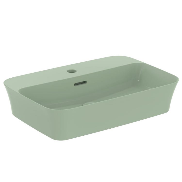 Ideal Standard Aufsatzwaschbecken 55 cm Einloch, mit Überlauf, Salbeifarben, matte Ausführung IPALYSS E2077X9
