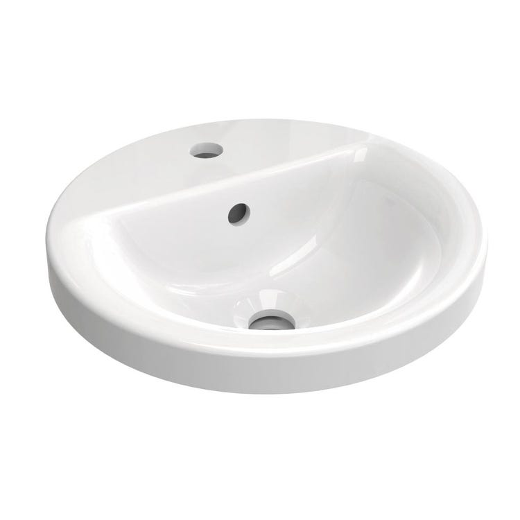 Ideal Standard Runder Aufsatzwaschbecken Ø 38 cm, Einloch, mit Überlauf, Weiß CONNECT E504101