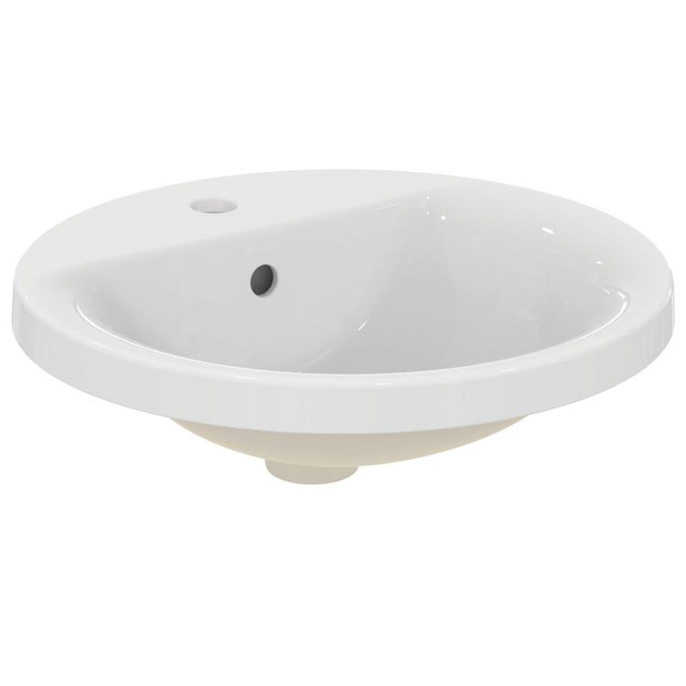 Ideal Standard Runder Aufsatzwaschbecken Ø 48 cm, Einloch, mit Überlauf, Weiß CONNECT E504201