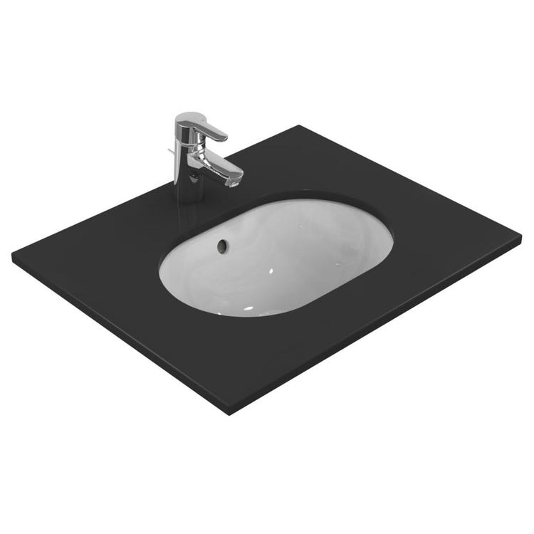 Ideal Standard Waschbecken oval zum Einbau unter die Arbeitsplatte Gesamtlänge 48 cm, mit Überlauf, Weiß CONNECT E504601