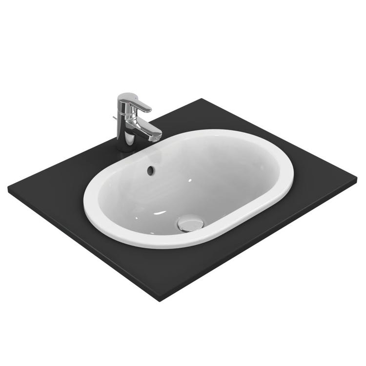 Ideal Standard Ovaler Aufsatz-Waschtisch L. 55 cm, mit Überlauf, Weiß CONNECT E504701