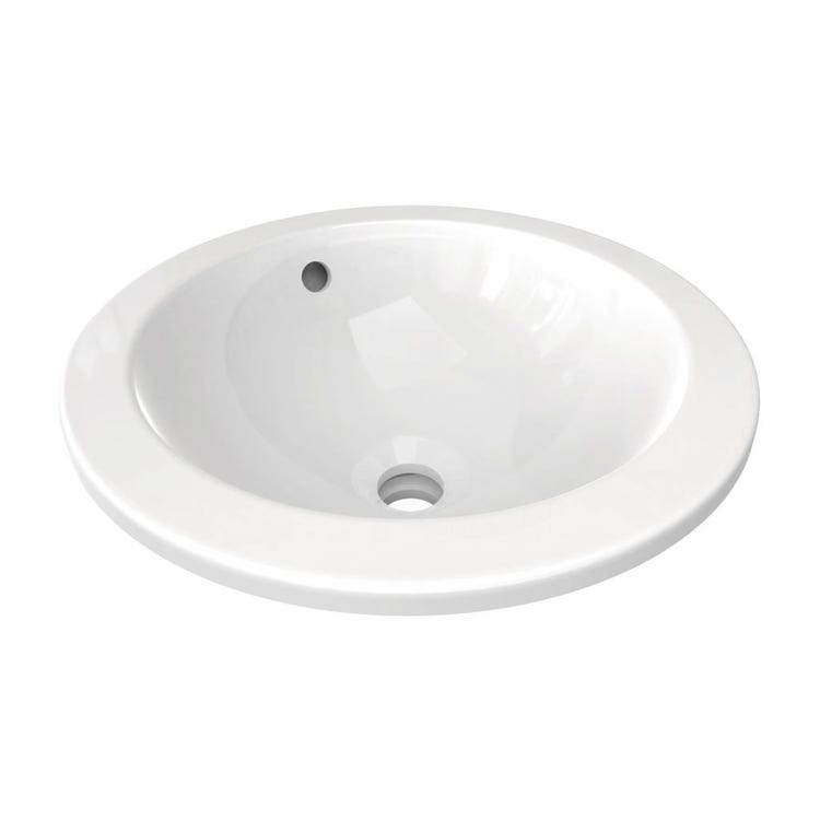 Ideal Standard Waschbecken rund zum Unterbau, Gesamtdurchmesser Ø 38 cm, mit Überlauf, Weiß CONNECT E505201