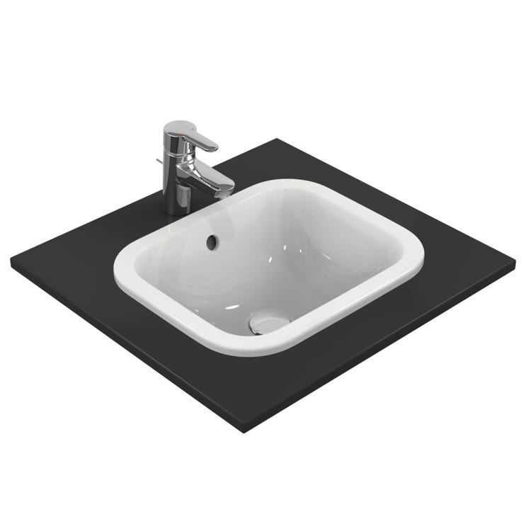 Ideal Standard Waschbecken rechteckig zum Aufsatz-Einbau L. 42 cm, mit Überlauf, Weiß CONNECT E505501