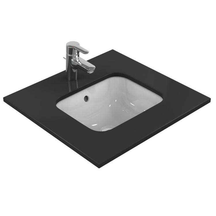 Ideal Standard Waschbecken rechteckig, zum Einbau unter der gesamten Arbeitsplatte, L. 42 cm, mit Überlauf, Weiß CONNECT E505601