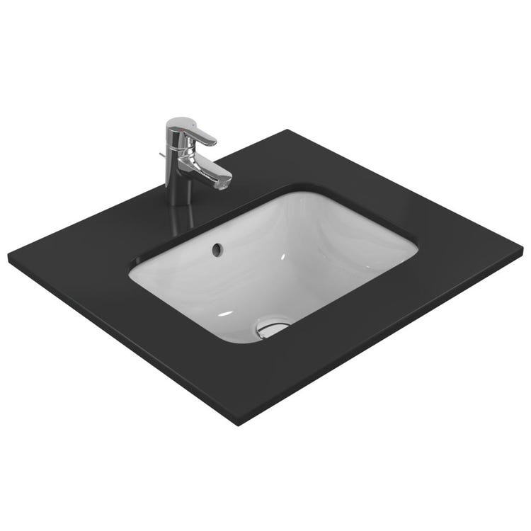 Ideal Standard Einbau-Waschtisch, rechteckig, Unterbau komplett, L. 50 cm, mit Überlauf, Weiß CONNECT E505801