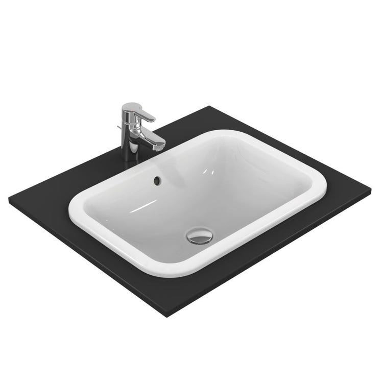 Ideal Standard Waschbecken rechteckig zum Aufsatz-Einbau L. 58 cm, mit Überlauf, Weiß CONNECT E505901