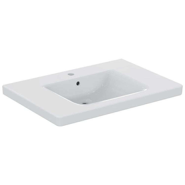 Ideal Standard Waschtisch 80 cm, Einloch, mit Überlauf, Weiß, glänzende Oberfläche CONNECT FREEDOM E548401