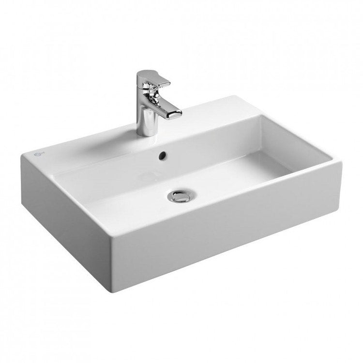 Ideal Standard Waschbecken L. 60 T. 42 cm, mit Loch für Armaturen, mit Überlauf, Weiß STRADA K077801