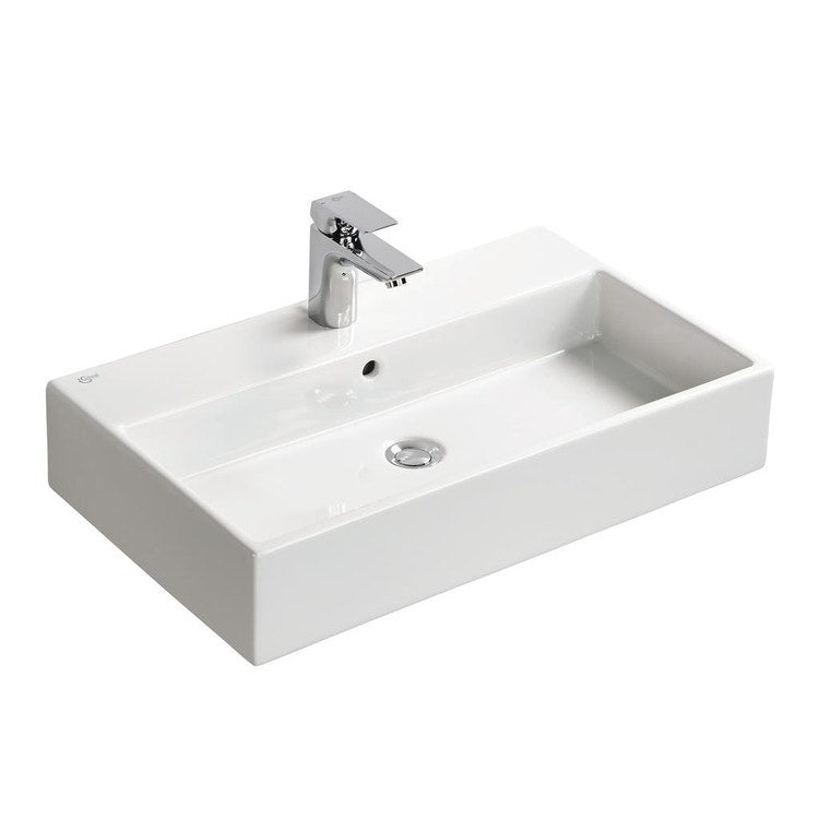 Ideal Standard Waschbecken L. 70 T. 42 cm, mit Loch für Armaturen, mit Überlauf, Weiß STRADA K078201