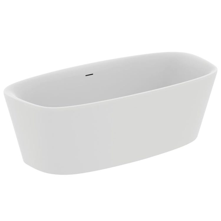 Ideal Standard Badewanne 190 cm freistehend mit Abfluss- und Rahmenkolonne, Farbe Seidenweiß, mattes Finish DEA K8722V1