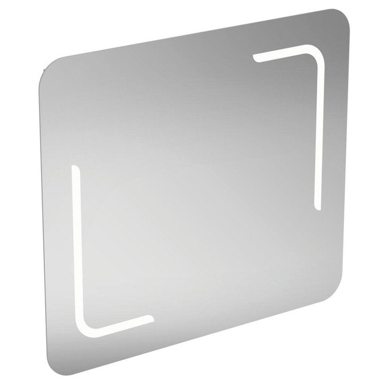 Ideal Standard Spiegel L. 80 H. 70 T. 2,6 cm, mit abgerundeten Kanten und integrierter LED-Beleuchtung, Spiegeloberfläche T3351BH