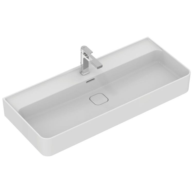Ideal Standard Rechteckiges, hängendes Waschbecken L. 100 cm, ein Loch, mit Überlauf, Weiß STRADA II T300201
