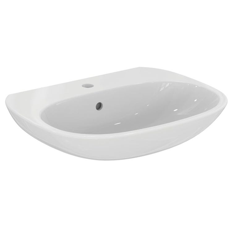 Ideal Standard Waschbecken L. 60 cm, Einloch, mit Überlauf, Weiß TESI T352201