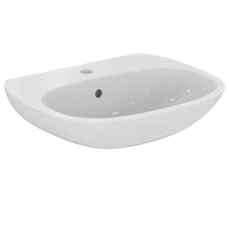 Ideal Standard Waschbecken L. 55 cm, Einloch, mit Überlauf, Weiß TESI T352301