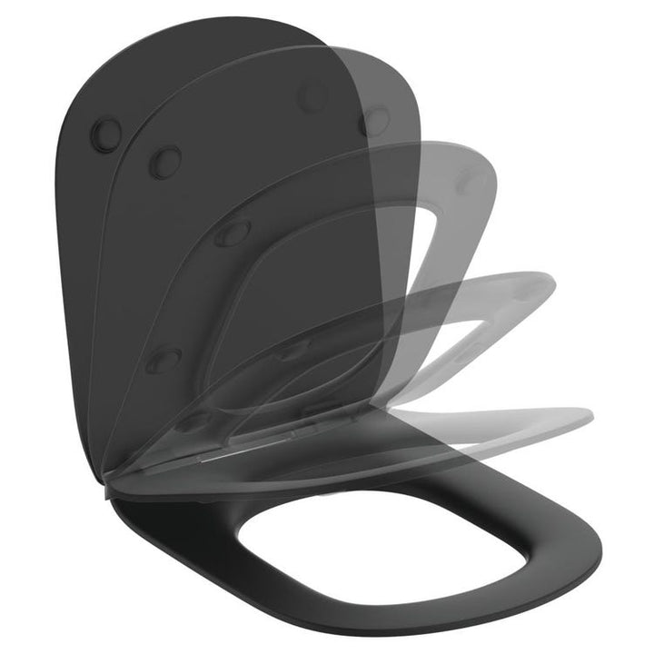 Ideal Standard Slim-Sitz mit langsam schließendem Mechanismus für Tesi-WCs, Schwarz matt T3527V3