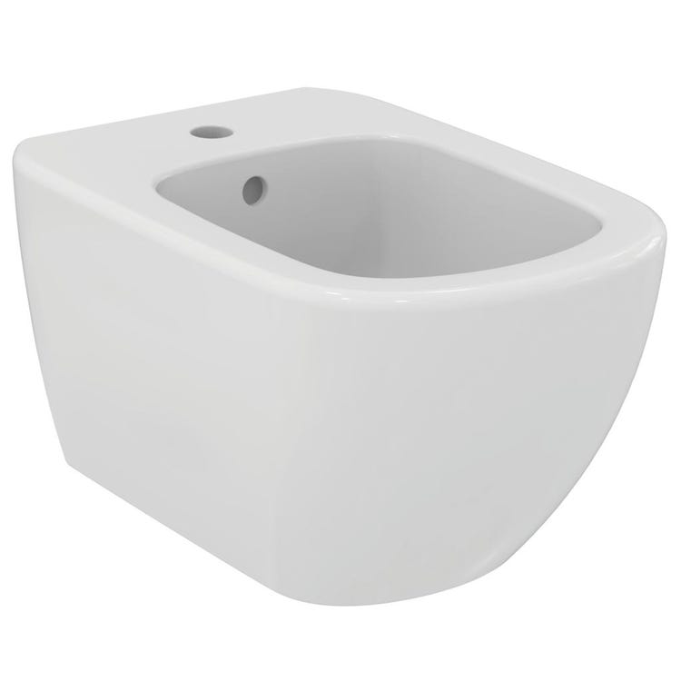 Ideal Standard Wandhängendes Einloch-Bidet, mit verdeckten Befestigungen, Farbe Seidenweiß, matte Ausführung TESI T3552V1