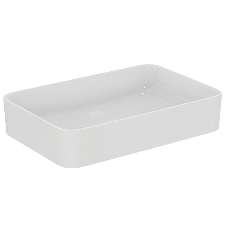 Ideal Standard Rechteckiges Aufsatzwaschbecken L. 60 cm, ohne Überlauf, Weiß, glänzende Oberfläche CONCA T369801