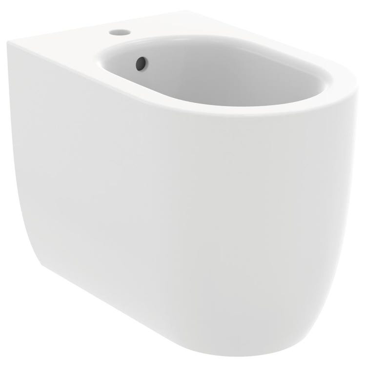 Ideal Standard Stand-Bidet, wandbündig, mit Überlauf, Farbe seidenweiß, matte Oberfläche BLEND CURVE T3753V1