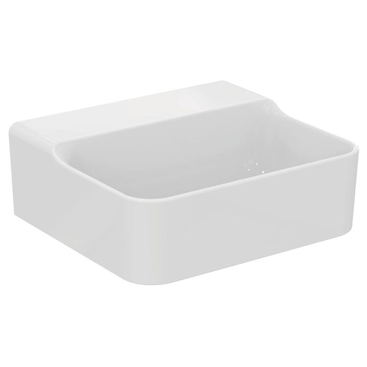 Ideal Standard Handwaschbecken emailliert, hängend oder aufstellbar L. 40 cm, ohne Überlauf, Weiß, glänzende Oberfläche CONCA T387501