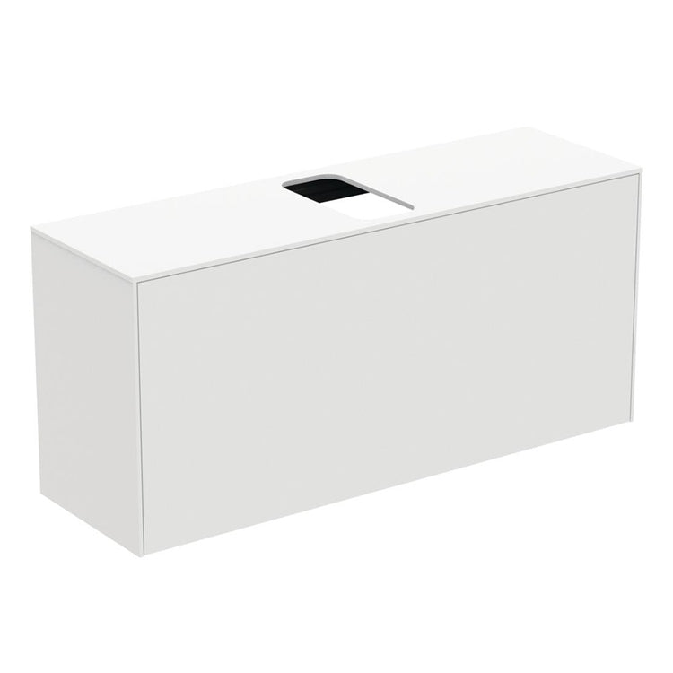 Ideal Standard Hängender Unterschrank L. 120 H. 55 T. 37,2 cm, mit 1 innerer und 1 äußerer Schublade, innen Farbe Anthrazit, außen, Weiß, matte Oberfläche CONCA T3937Y1