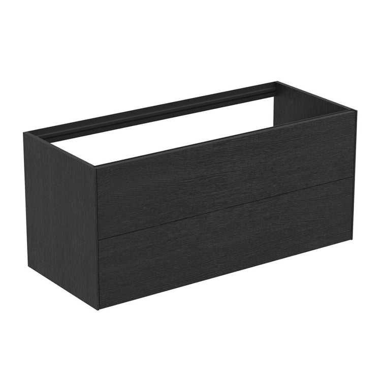 Ideal Standard Hängender Unterschrank L. 120 H. 55 T. 50,5 cm, mit 2 Schubladen, Innenfarbe Anthrazit, Außenfarbe Weiß, matte Oberfläche CONCA T3945Y1
