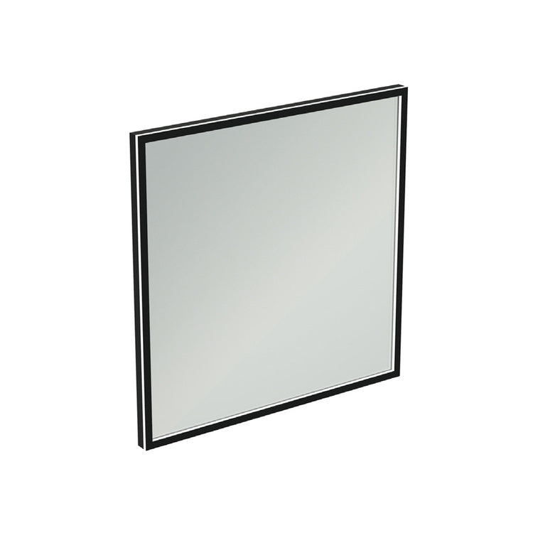 Ideal Standard Hängender quadratischer Spiegel 80 cm, mit doppeltem LED-Licht, äußere Rahmenfarbe schwarz CONCA T3966BH