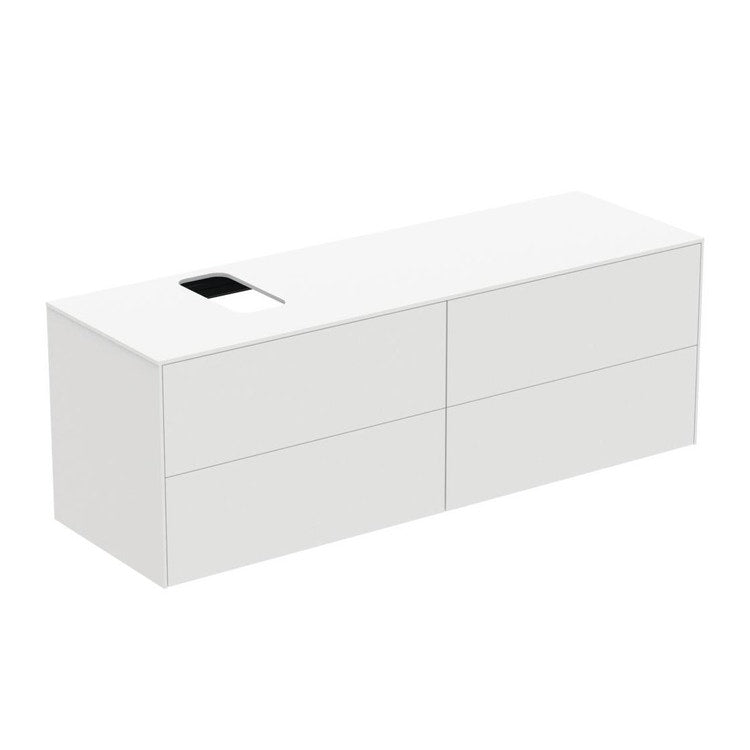 Ideal Standard Hängender Unterschrank L. 160 H. 55 T. 50,5 cm, mit 4 Schubladen, innen anthrazitfarben, außen lackiert in Weiß matt CONCA T3989Y1