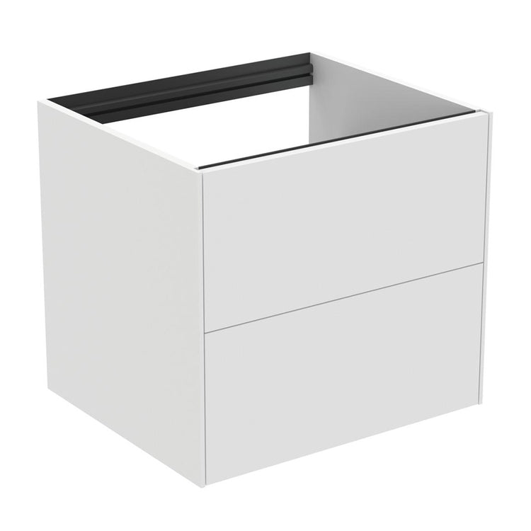 Ideal Standard Hängender Unterschrank L. 60 H. 54 T. 50,5 cm, mit 2 äußeren Schubladen, Innenfarbe Anthrazit, Außenfarbe Weiß, matte Oberfläche CONCA T4355Y1