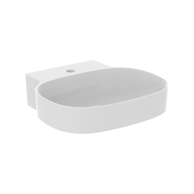 Ideal Standard Aufsatz- oder Wandwaschbecken L. 50 cm, ultradünn, Einloch, ohne Überlauf, Seidenweiß, matte Oberfläche LINDA-X T4390V1