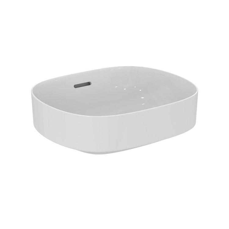 Ideal Standard Aufsatzwaschbecken L. 45 cm, ultradünn, ohne Armaturenloch, mit Überlaufloch, Weiß, glänzende Oberfläche LINDA-X T439901