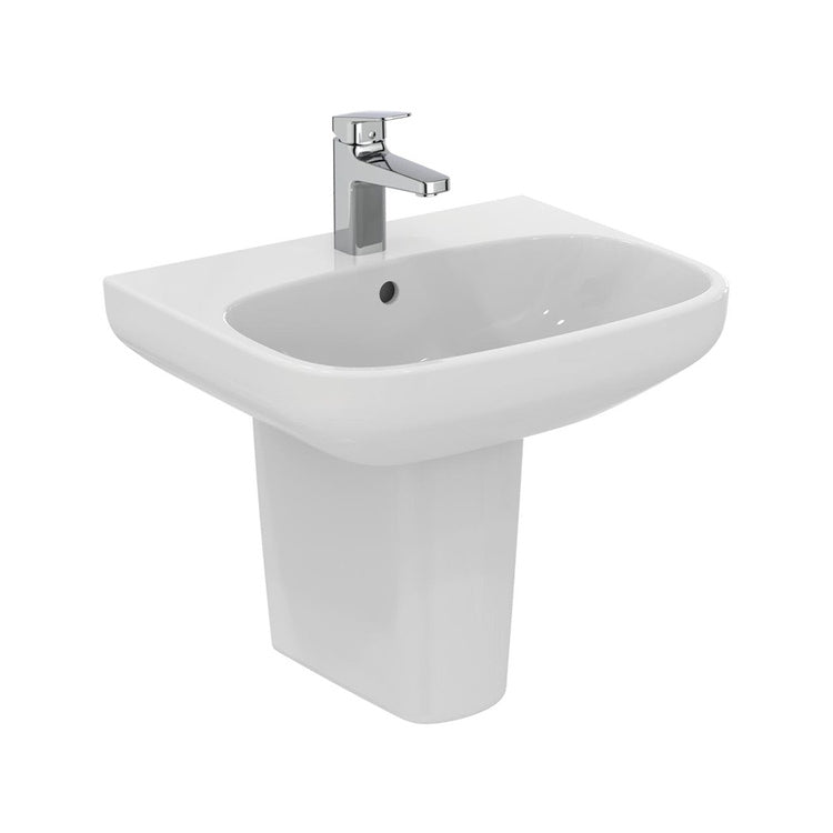 Ideal Standard Waschbecken hängend oder aufliegend L. 55 cm, ein Loch, mit Überlauf, Weiß, glänzende Oberfläche I.LIFE T451201