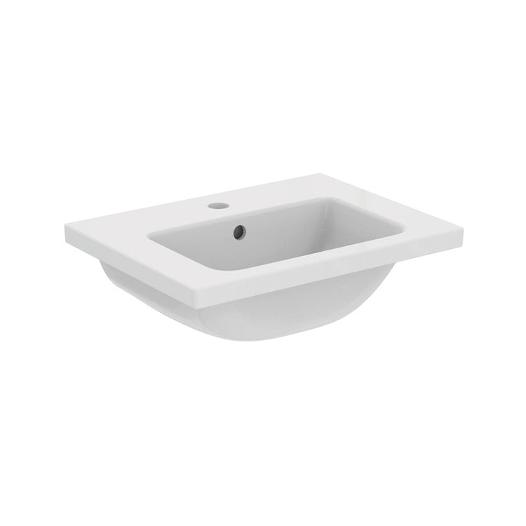 Ideal Standard Waschbeckenaufsatz L. 51 H. 18 T. 38,5 cm Einloch, mit Überlaufloch, Weiß, glänzende Oberfläche I.LIFE S T459101