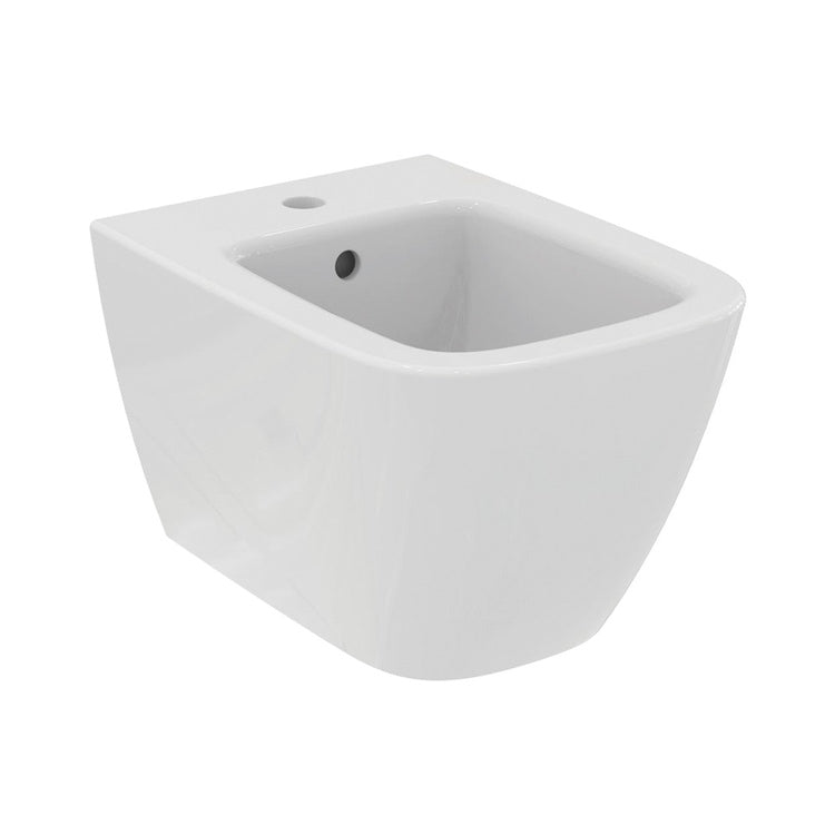 Ideal Standard Hängendes Bidet L. 35,5 H. 30 T. 48 cm Einloch, mit Überlaufloch, vollständig verdeckte Befestigungen, Weiß, glänzende Oberfläche I.LIFE S T459301