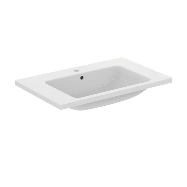 Ideal Standard Waschtischplatte L. 81 cm, ein Loch, mit Überlauf, Weiß, glänzende Oberfläche I.LIFE B T460401