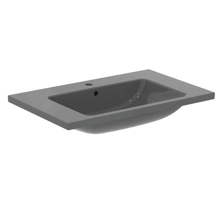 Ideal Standard Waschtischplatte L. 81 cm, Einlochbohrung, mit Überlauf, Farbe Grau, glänzende Ausführung I.LIFE B T460458