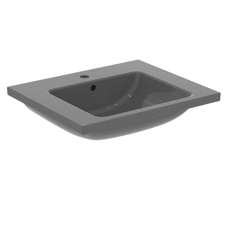 Ideal Standard Waschtisch L. 61 cm, ein Loch, mit Überlauf, Farbe Grau, glänzende Oberfläche I.LIFE B T460558