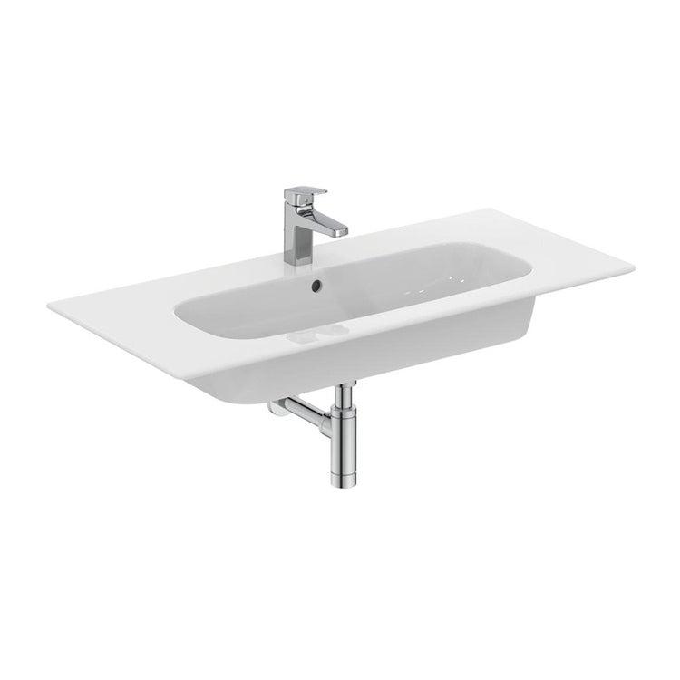 Ideal Standard Aufsatzwaschbecken L. 104 cm, Einloch, mit Überlauf, Weiß, glänzende Oberfläche I.LIFE T462101