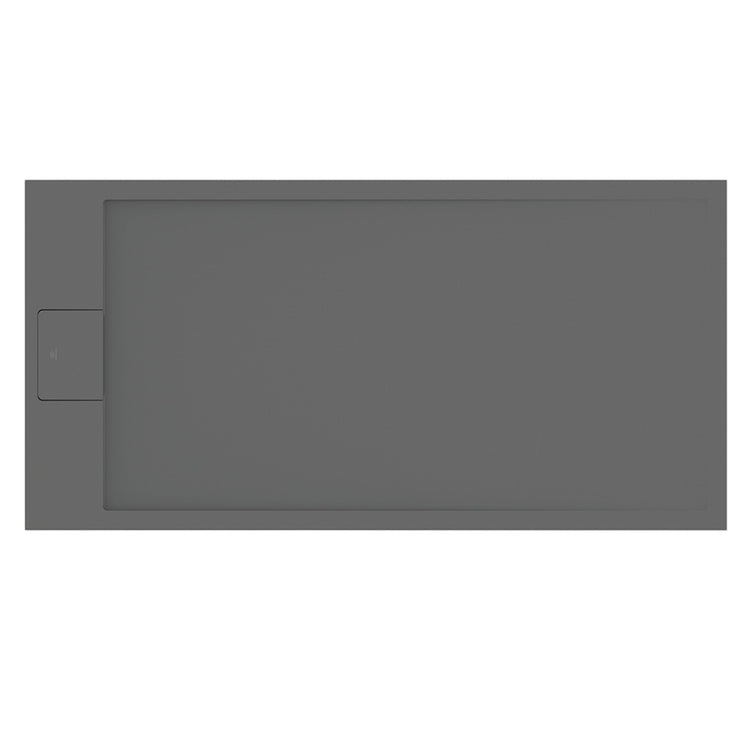 Ideal Standard Rechteckige Duschwanne L. 120 B.80 cm, rutschfest und mit verdecktem Ablauf an der kurzen Seite, aus IdealSolid+, Steineffekt, Farbe Zementgrau, matte Oberfläche ULTRA FLAT S I.LIFE T5220FS