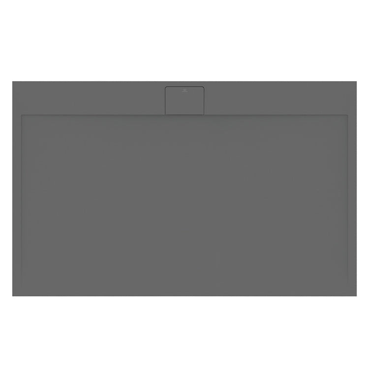 Ideal Standard Rechteckige Duschwanne L. 140 B.80 cm, rutschfest und mit verdecktem Ablauf an der langen Seite, aus IdealSolid+, Steineffekt, Farbe Zementgrau, matte Oberfläche ULTRA FLAT S I.LIFE T5224FS