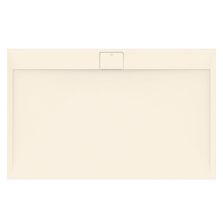Ideal Standard Rechteckige Duschwanne L. 140 B.80 cm, rutschfest und mit verborgenem Ablauf an der langen Seite, aus IdealSolid+, Steineffekt, Sandfarbe, matte Oberfläche ULTRA FLAT S I.LIFE T5224FT